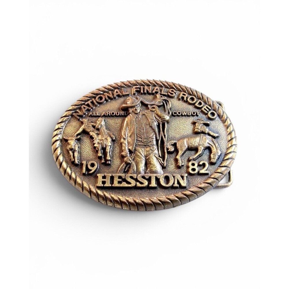 Vtg 1982 National Finals Rodeo Hesston NFR Cowboy Belt Buckle Sealed